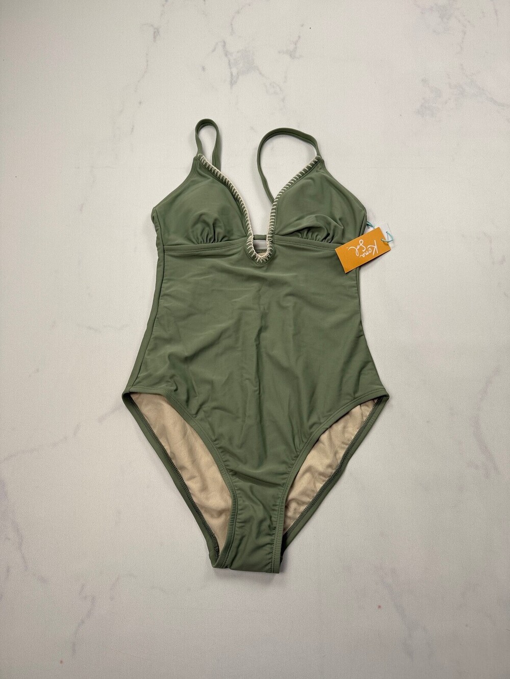 Kona Sol Swimsuit One Piece Green Modern Classic Style - Womens S NWT
